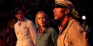 Jack Whitehall, Emily Blunt, and Dwayne Johnson in Jungle Cruise