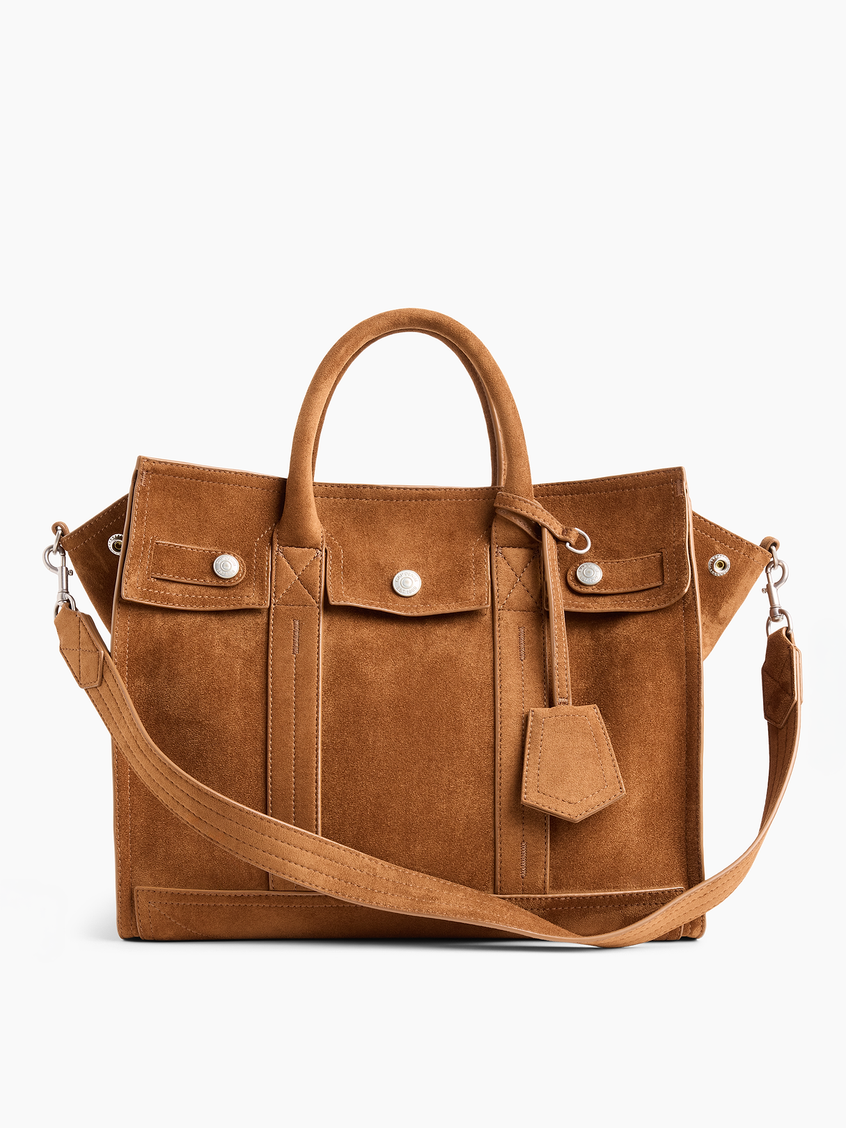 Vegan Suede Five Pocket Tote