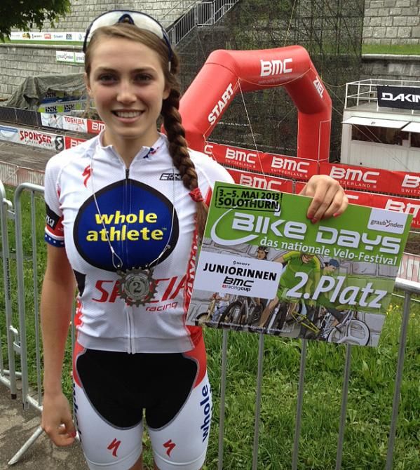 Kate Courtney (Whole Athlete-Specialized) after finishing 2nd in the junior women's race