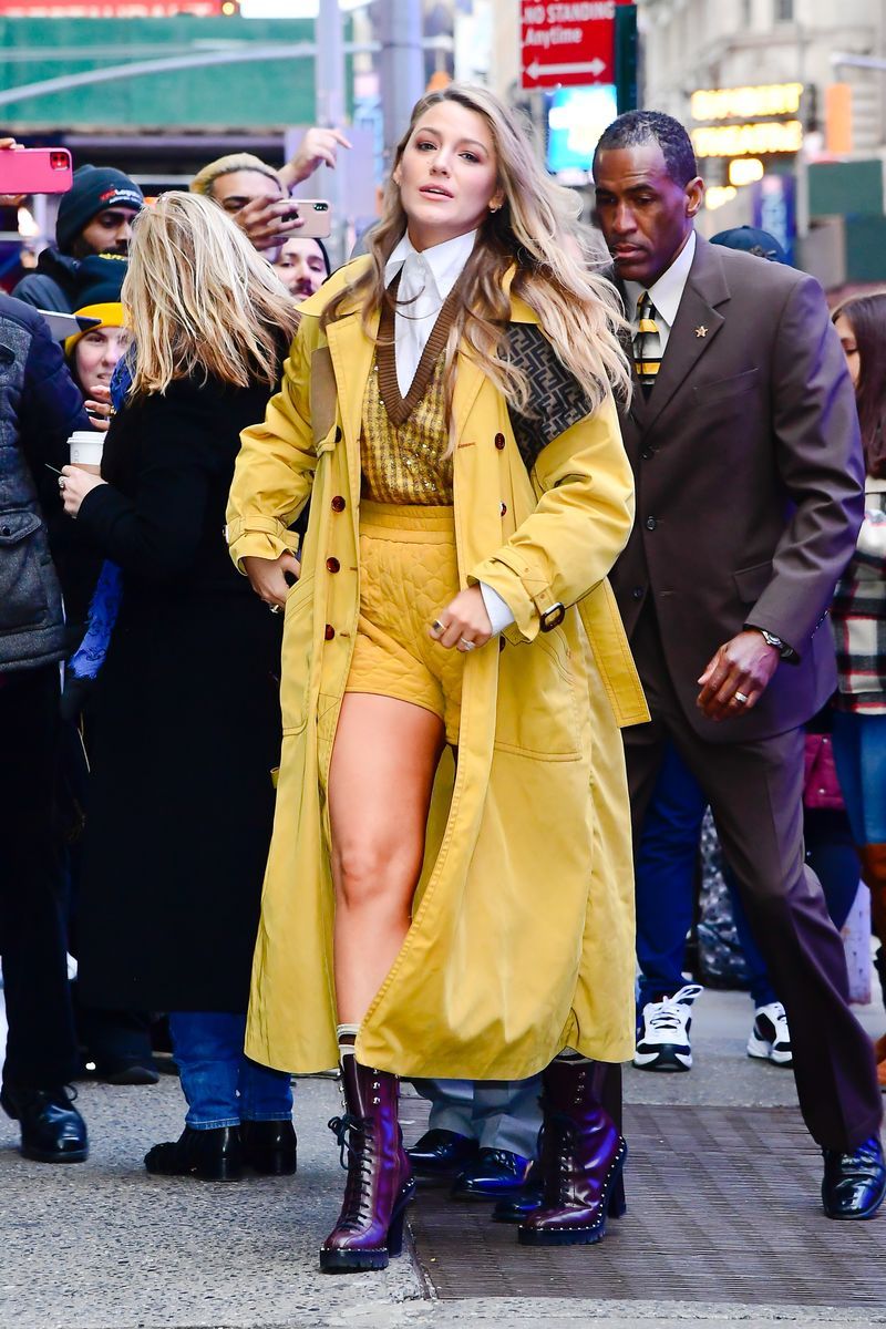 new york, ny january 28 blake lively is seen outside to abcs good morning america on january 28, 2020 in new york city photo by raymond hallgc images