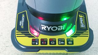Close up of Ryobi battery charger.