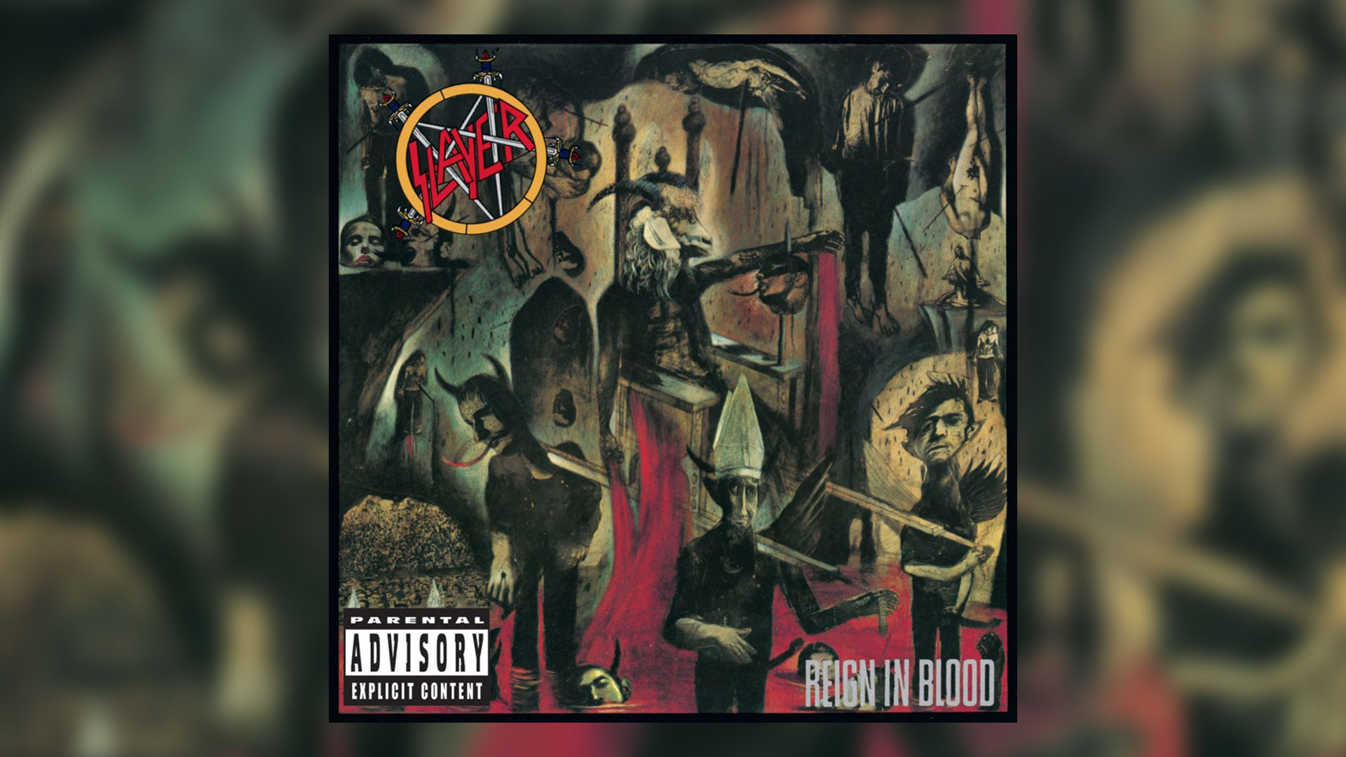 The artwork for Slayer's Reign in Blood album