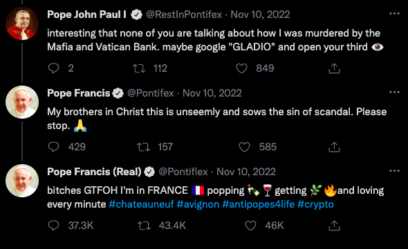 Fake popes on twitter