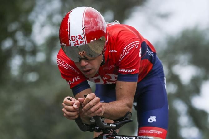 Lachlan Norris practising his time trialling skills