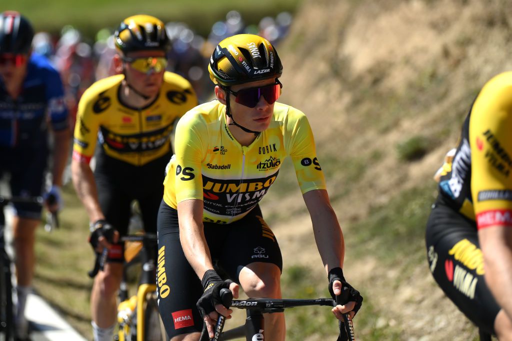 Race leader Jonas Vingegaard during stage 4 of the 2023 Itzulia Basque Country