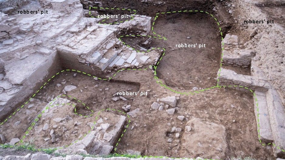 Archaeologists were led to the site in part by pits made by clandestine looters, who hoped to find ancient artifacts that they could sell.