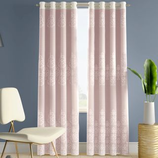 light pink paisley pattern floor length curtains