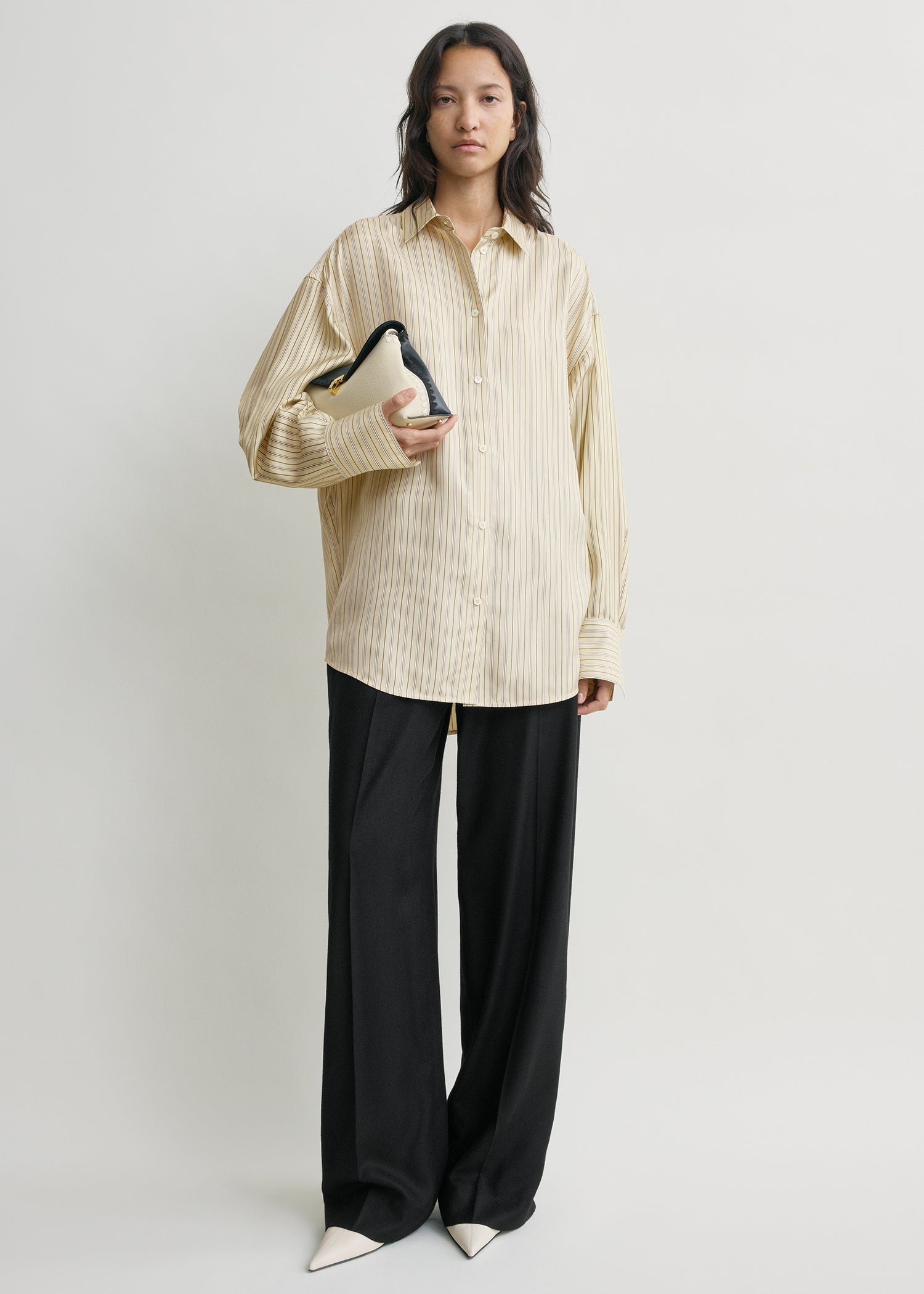 Oversized Striped Shirt Beige/brown - 30