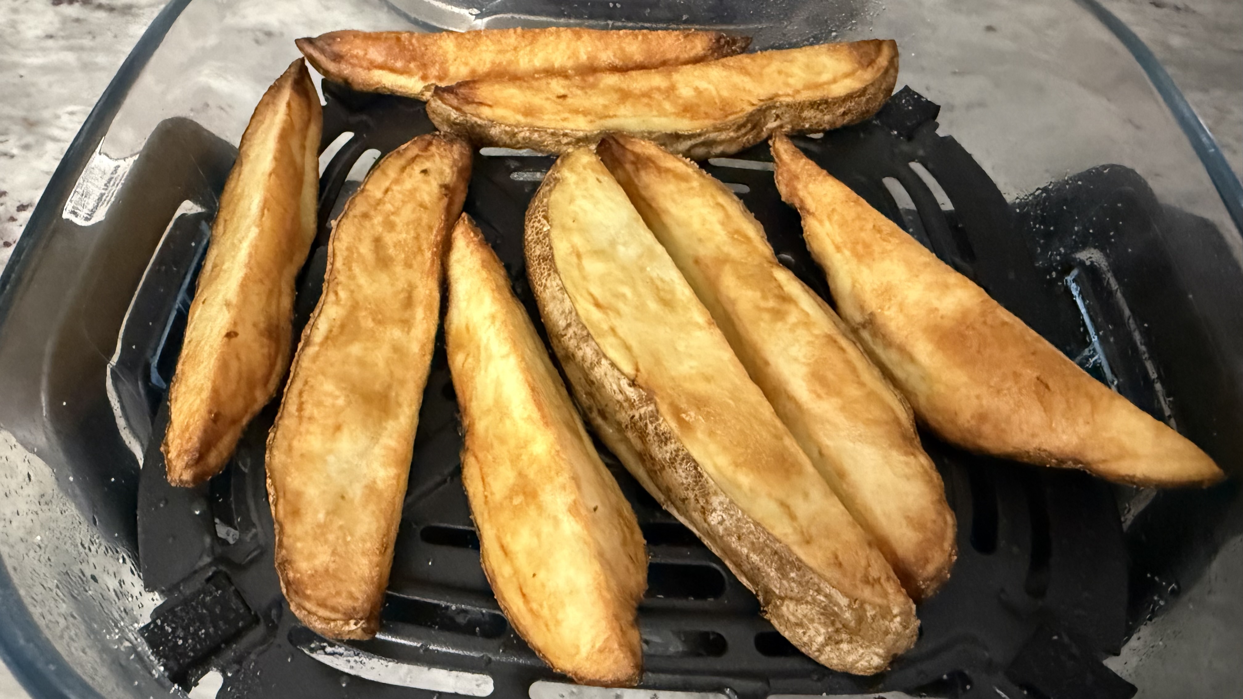 Food made in the Ninja Crispi Pro 6-in-1 Countertop Glass Air Fryer on Air Fry mode