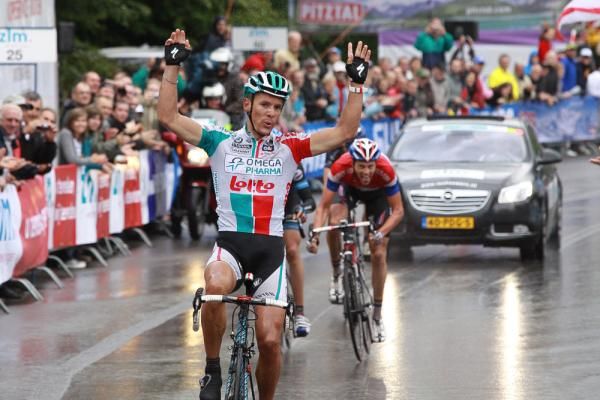 Philippe Gilbert celebrates his victory in La Gileppe.