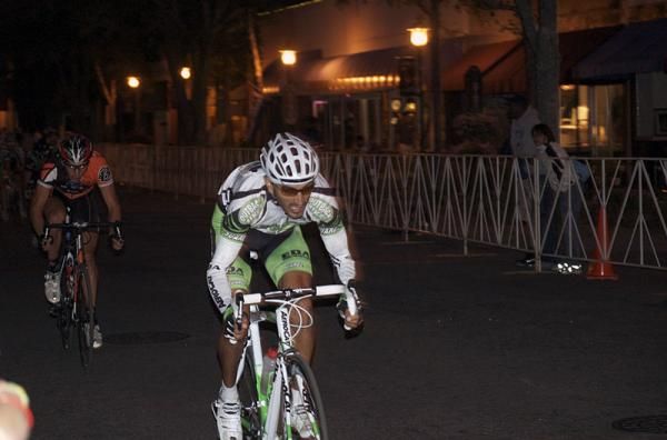 An AeroCat Cycling Team rider on the attack.