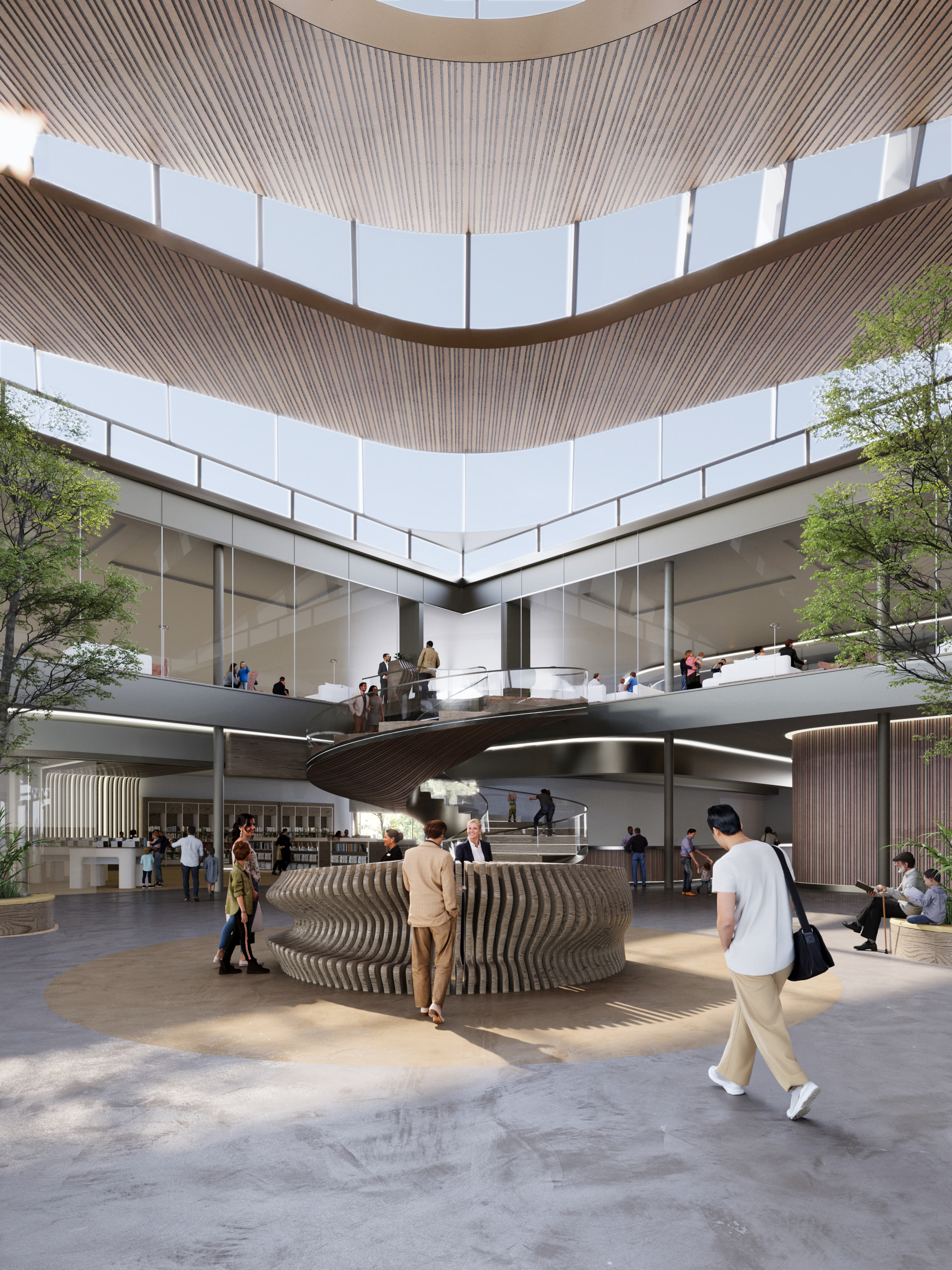 Render of the welcome desk at the LeShuttle terminal redesign