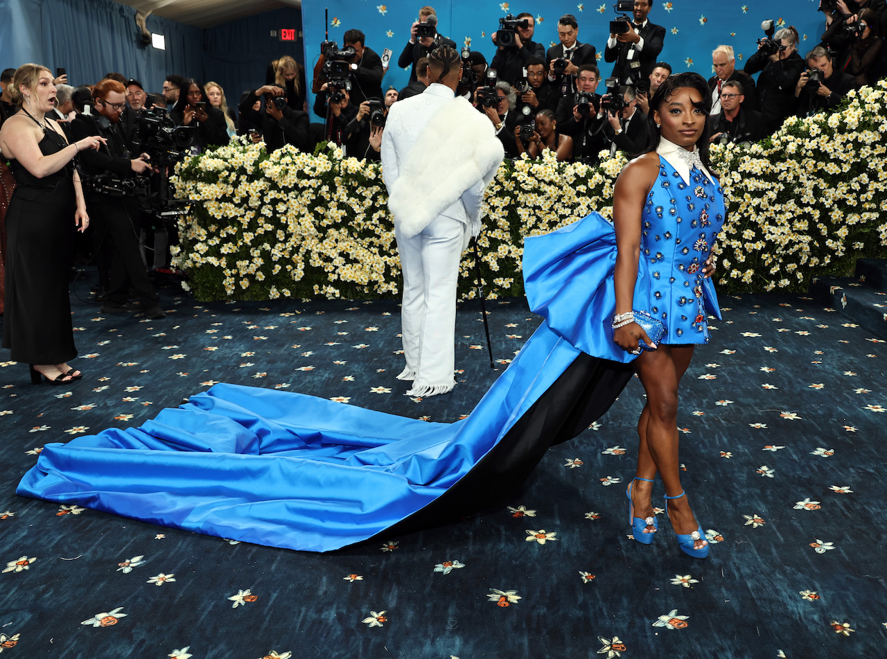 NEW YORK, NEW YORK - MAY 05: Simone Biles attends the 2025 Met Gala Celebrating "Superfine: Tailoring Black Style" at Metropolitan Museum of Art on May 05, 2025 in New York City. (Photo by Jamie McCarthy/Getty Images)