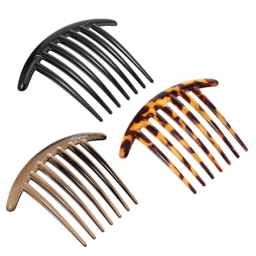 Ymapinc 3 Pcs French Hair Slides Combs, 7 Tooth Plastic Twist Hair Slides Combs 3 Colors Hairs Comb for Bridal Wedding Veil Elegant Buns Hairpin Accessories Multiple Hairstyles Girls Women