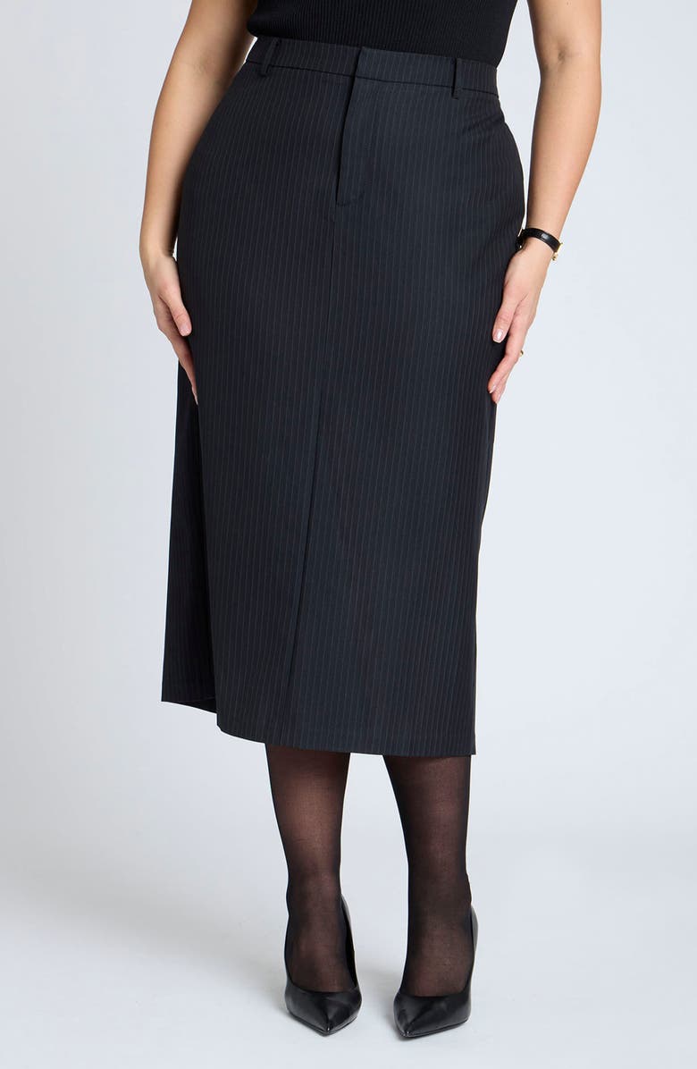 Pinstripe Colum Midi Skirt