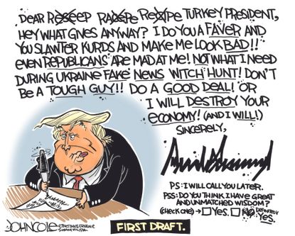 Political Cartoon U.S. Trump Letter Turkey