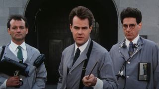 From left to right: Bill Murray, Dan Aykroyd and Harold Ramis in an ad for The Ghostbusters.