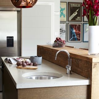 kitchen with circular sink on worktop