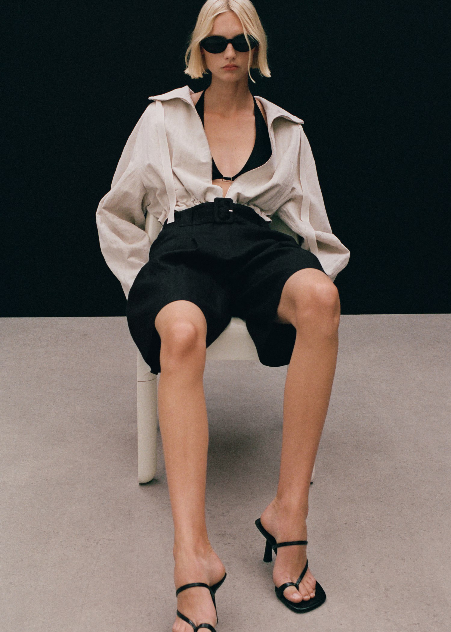 MANGO, Belt Linen-Blend Bermuda Shorts - Women | Mango United Kingdom