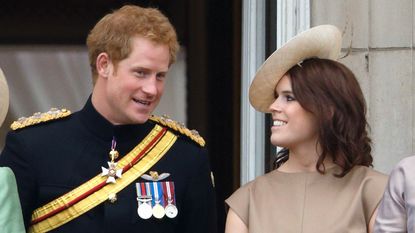 Prince Harry and Princess Eugenie stand on the balcony of Buckingham Palace during Trooping the Colour on June 13, 2015 in London, England. The ceremony is Queen Elizabeth II's annual birthday parade and dates back to the time of Charles II in the 17th Century, when the Colours of a regiment were used as a rallying point in battle. 