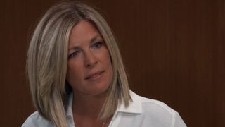 Laura Wright as Carly upset in General Hospital