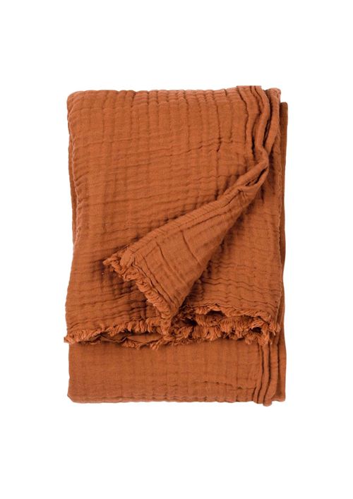 Yard Pecan Brown Oversized Lark 4 Layer Muslin Crinkle 100% Cotton Throw