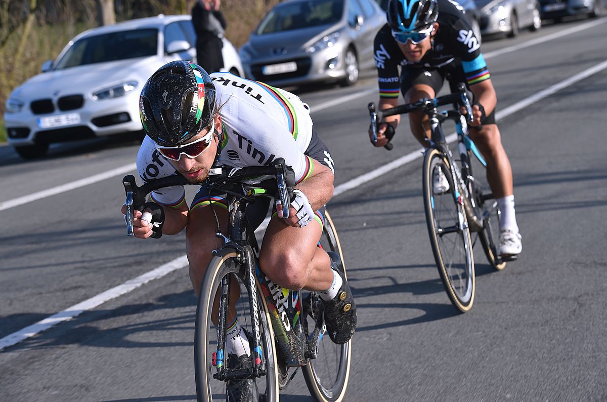 Peter Sagan and Michal Kwiatkowski power on to the finish line