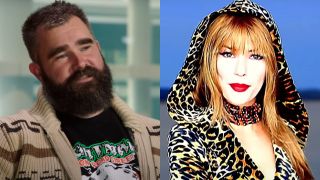 Jason Kelce on NFL on NBC and Shania Twain in That Don't Impress Me Much video.