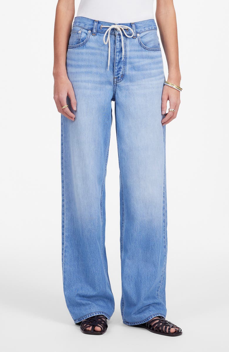 Airy Denim Drawstring Waist Low Slung Baggy Jeans