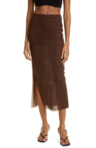 Jacques Ruched Mesh Skirt
