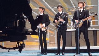 The Beatles performing on the 'Ed Sullivan Show', February 1964