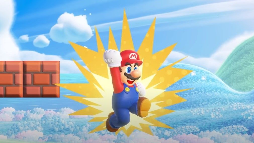 Mario seen powering up with a Super Mushroom in Super Mario Bros. Wonder.