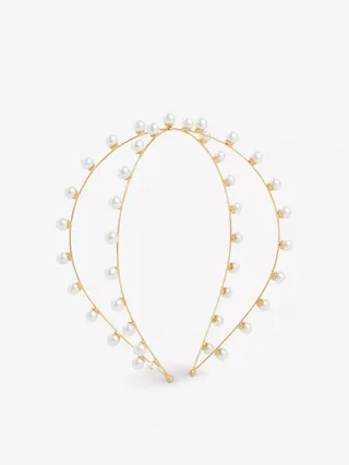 Vera Exes Faux-Pearl Embellished Stainless Steel Headband