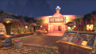 An image of an ice cream shop, rendered in The Elder Scrolls Online.