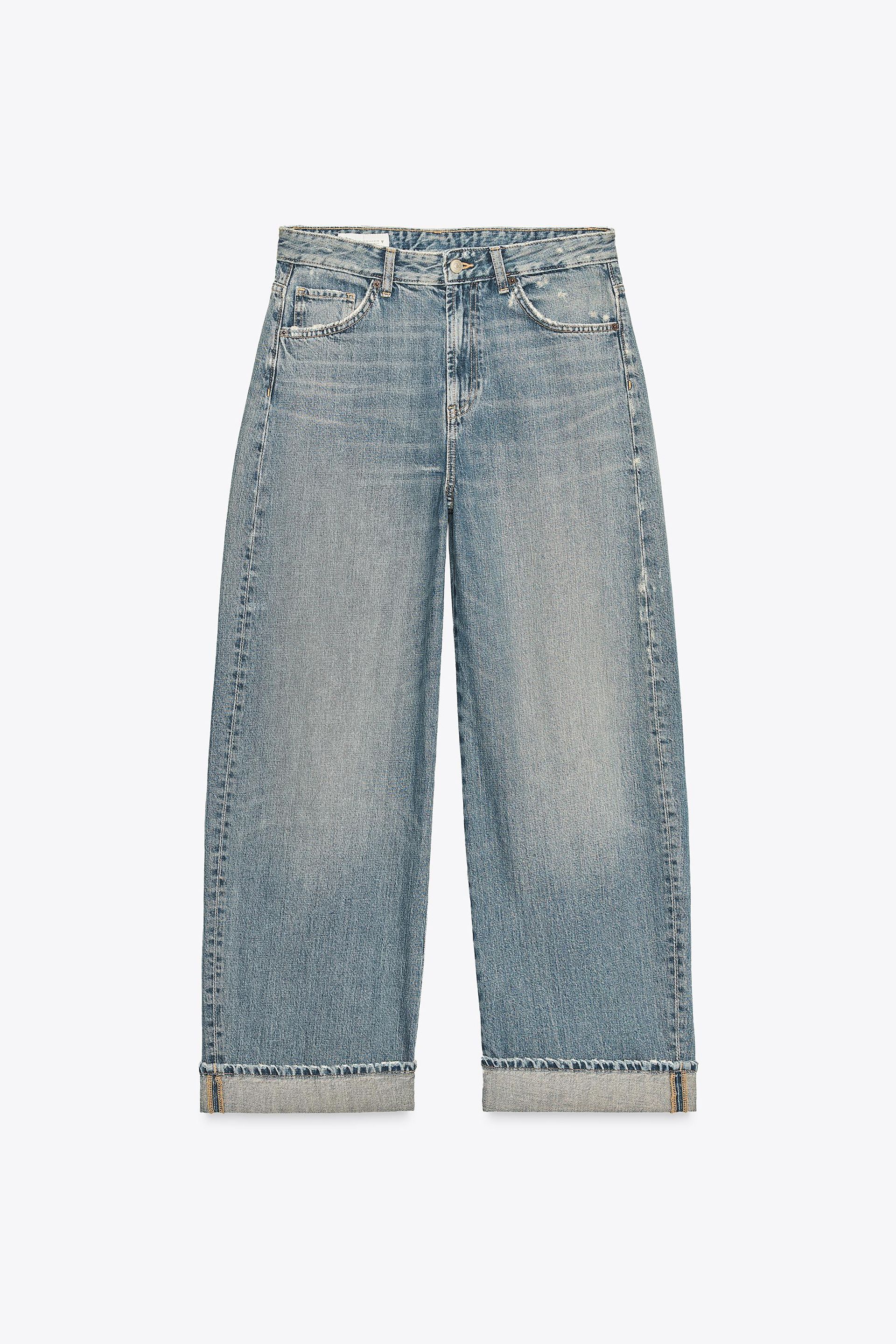 Trf Mid-Rise Baggy Folded Jeans