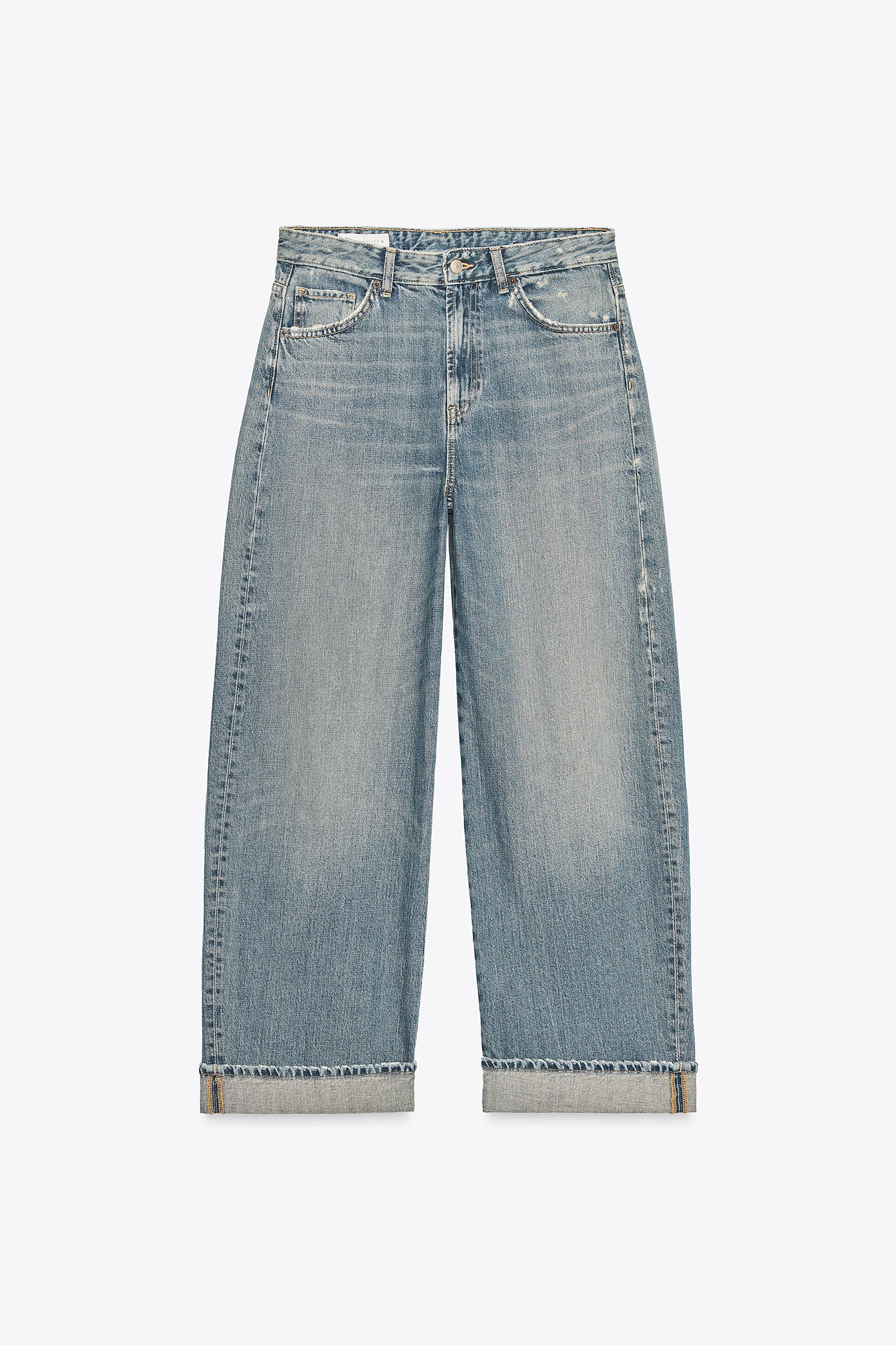 Trf Mid-Rise Baggy Folded Jeans