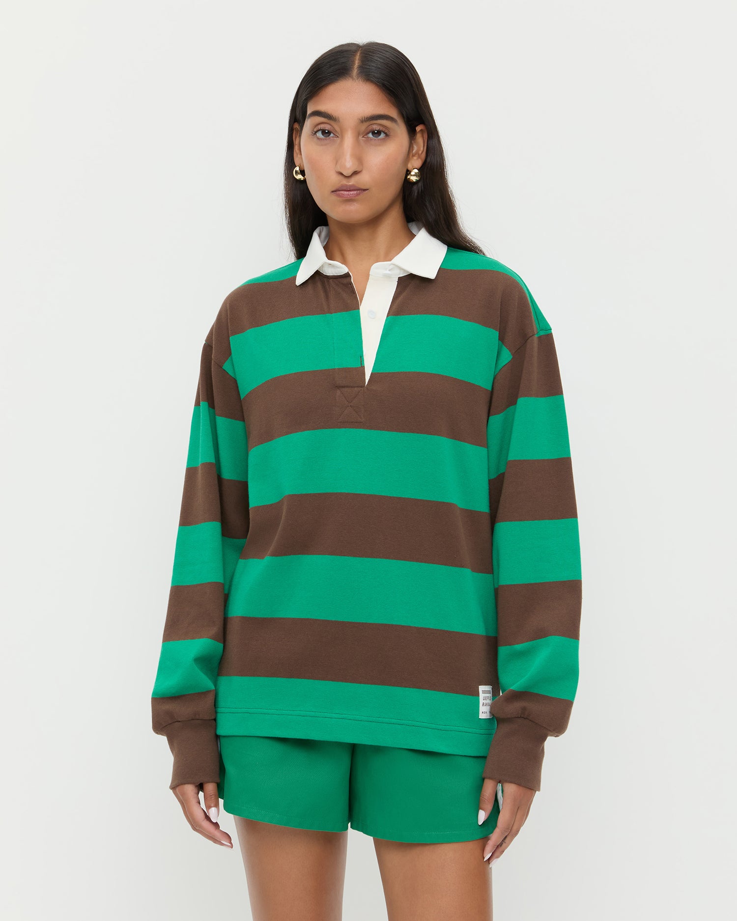 Evan Rugby Shirt - Green/brown Stripe / Xxs