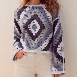 Next Blue Crochet Jumper