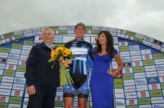Boy Van Poppel (United Healthcare) on the podium at Tour of Britain