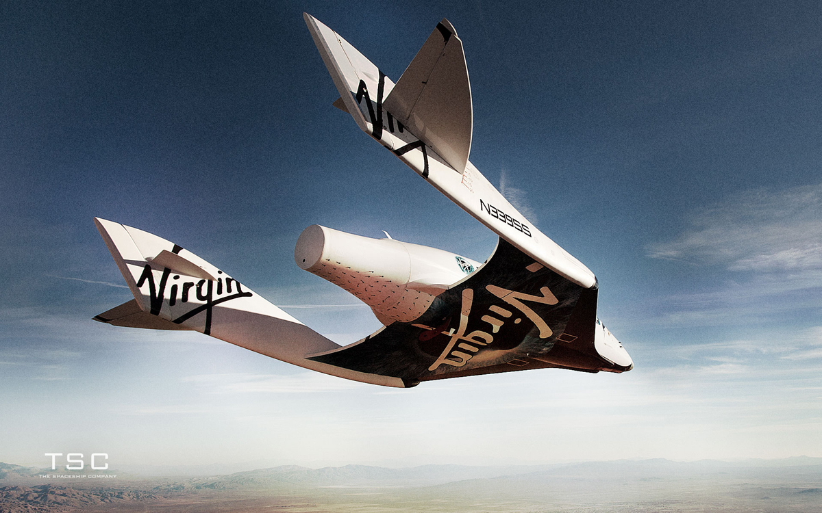 Suborbital SpaceShipTwo Glides over Mojave Spaceport 