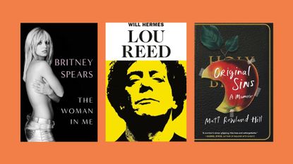 Book covers of The Woman in Me by Britney Spears, Lou Reed: The King of New York by Will Hermes, and Original Sins by Matt Rowland Hill