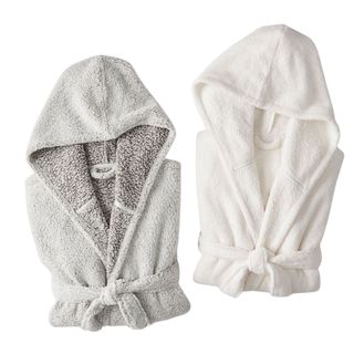 Two neutral colored Sherpa robes