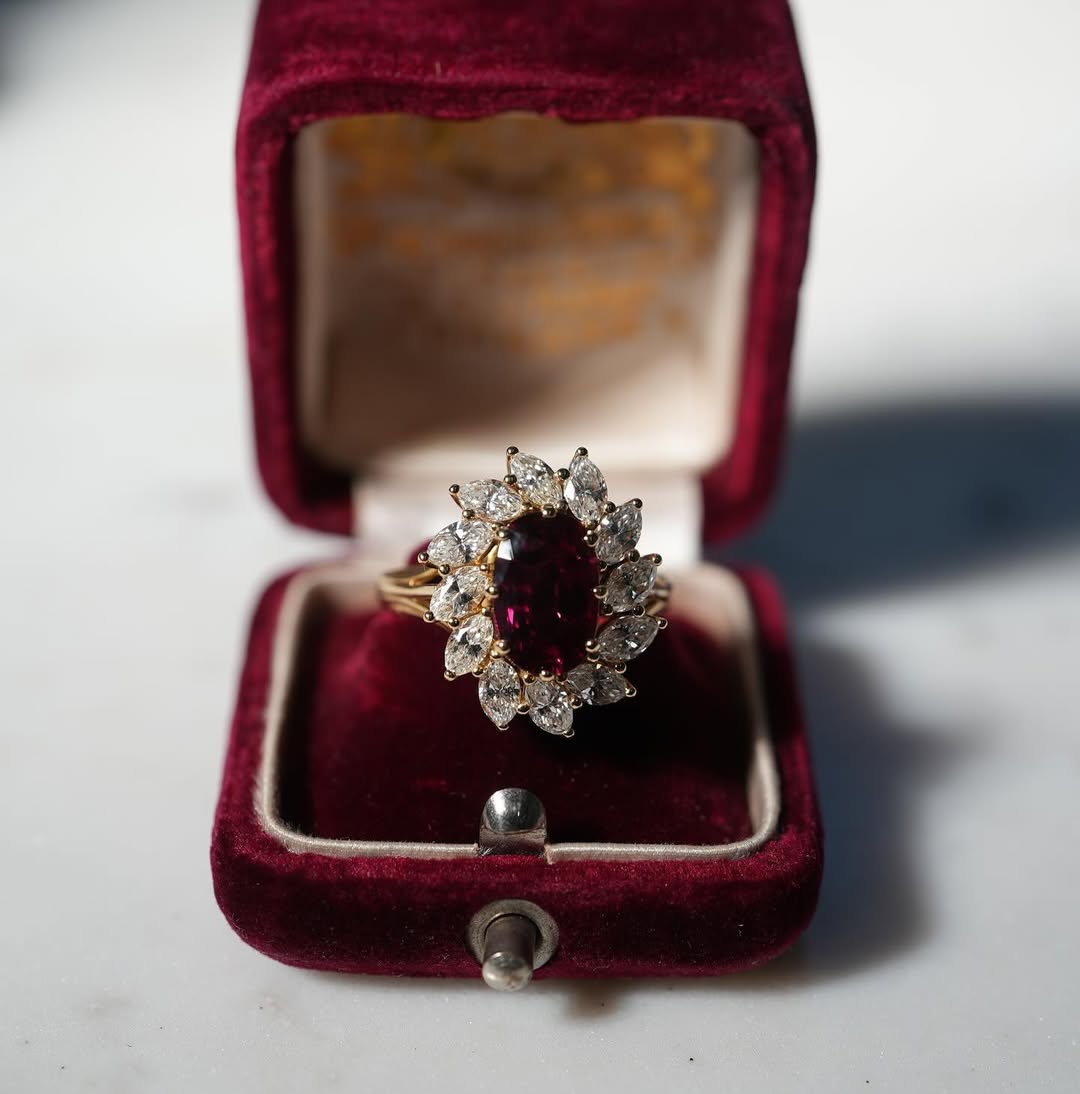 a diamond and ruby antique engagement ring from wave antiques