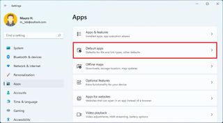 Open Default Apps settings