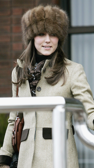 Prince William's girlfriend, Kate Middleton wears a Russian style fur hat to the final day of Cheltenham Races on March 17, 2006 in Cheltenham, England