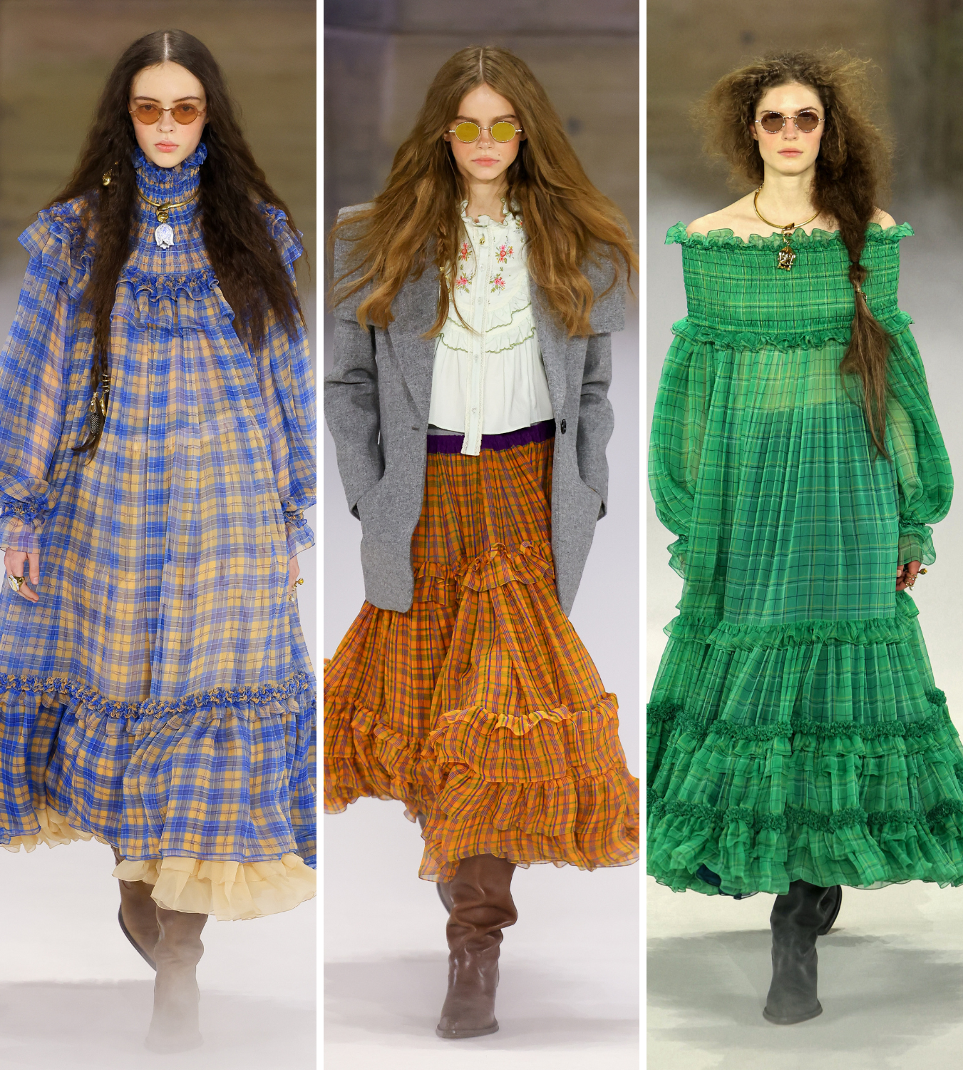 Chlo&amp;eacute; aw26 runway checked dresses and skirts