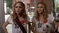 Mary-Kate and Ashley Olsen wearing "I Love New York" T-shirts in New York Minute