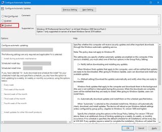 Group Policy disable Windows Update