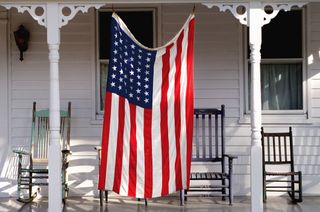 flag on a porch