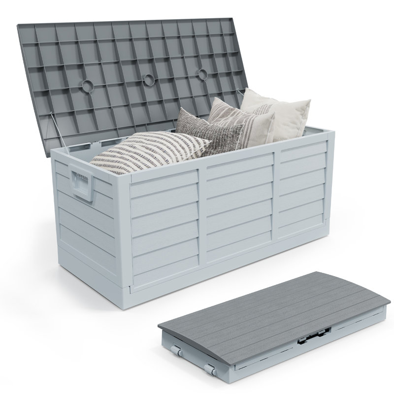 Outopee 75 Gallons Plastic Foldable Deck Box Outdoor Indoor Storage Lid | Wayfair